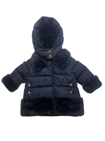 Manteau molletonné fausse fourrure marine - 6 mois