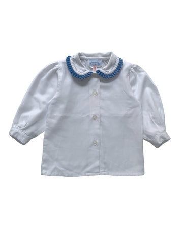 Chemise col plissé blanc - 6/9 mois