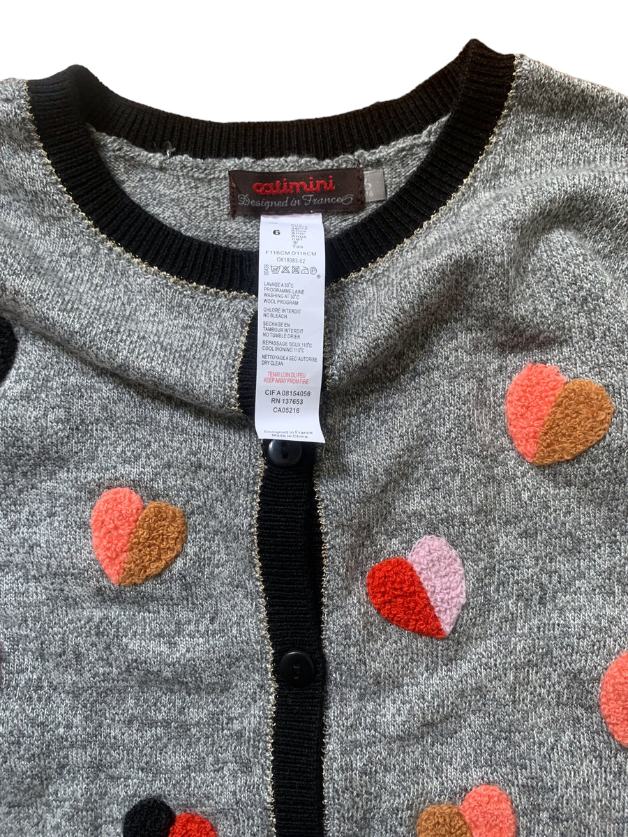 Gilet coeurs gris - 6 ans