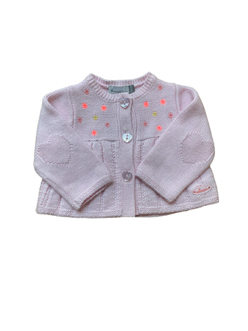 Gilet brodé rose - 1 mois