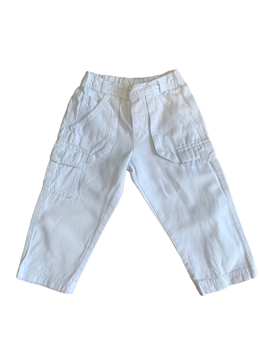Pantalon à poches en coton et lin bleu ciel - 18 mois