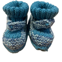 Chaussons tricot bleu - 3/6 mois